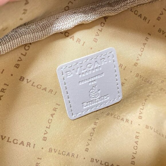 Auth BVLGARI PARFUMS - Dark Brown Beige Nylon Synthetic Leather Pouch - Picture 6 of 6